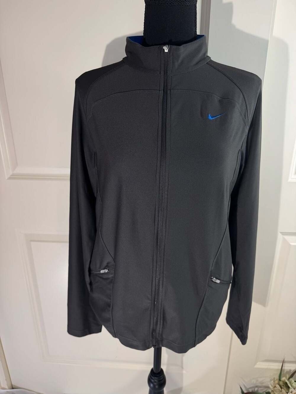 Nike Performance Full Zip Athletic Jacket with Pockets Large Gray